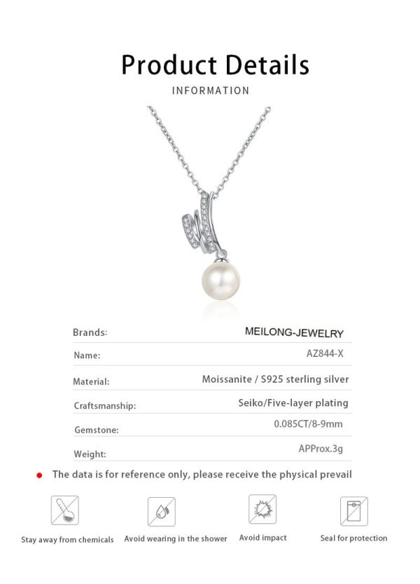 AZ844-X Fashion Luxury Classic Moissanite Diamond-set Pearl Design Circle Necklace For Women 925 Silver Party Jewelry Gift - Image 6