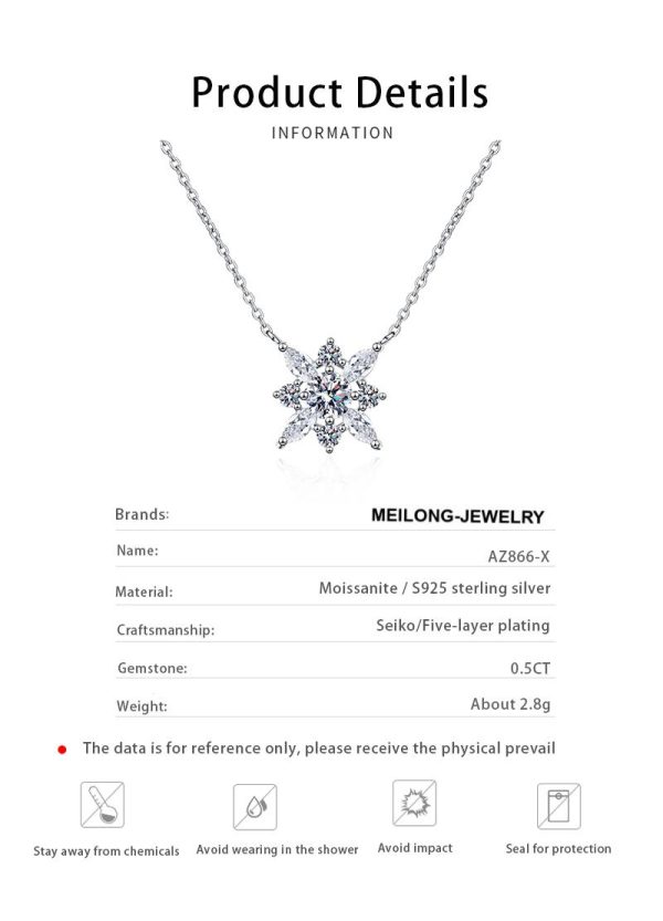AZ866-X Fashion Trendy Luxury Classic Moissanite Diamond-set Eye Snow Flower Necklace Women s925 Silver Party Jewelry Gift - Image 6