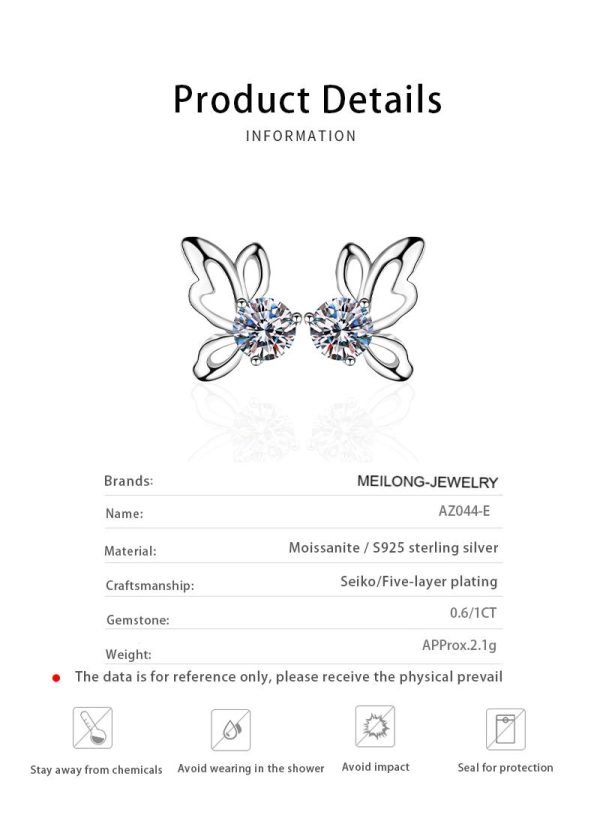 AZ044-E Ribbon Bowknot Tie Moissanite Stud Earrings 925 Sterling Silver 1CT Square Lab Diamond Fine Jewelry For Women Girl Birthday Gift - Image 6
