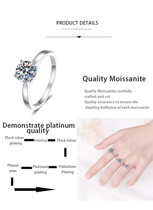 AZ240-J Moissanite Decor S925 Sterling Silver Ring for Women Fireworks Snowflake Shaped Exquisite Ring Jewelry for Women - Image 7