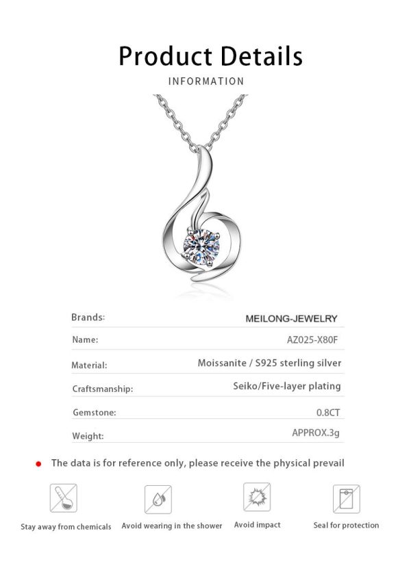 AZ025-X80F MoisaLuxe Official Store Moissanite Plata Sterling 925 Silver Swan Necklace Simulation Drill Pendant Necklace For Women Jewelry - Image 7