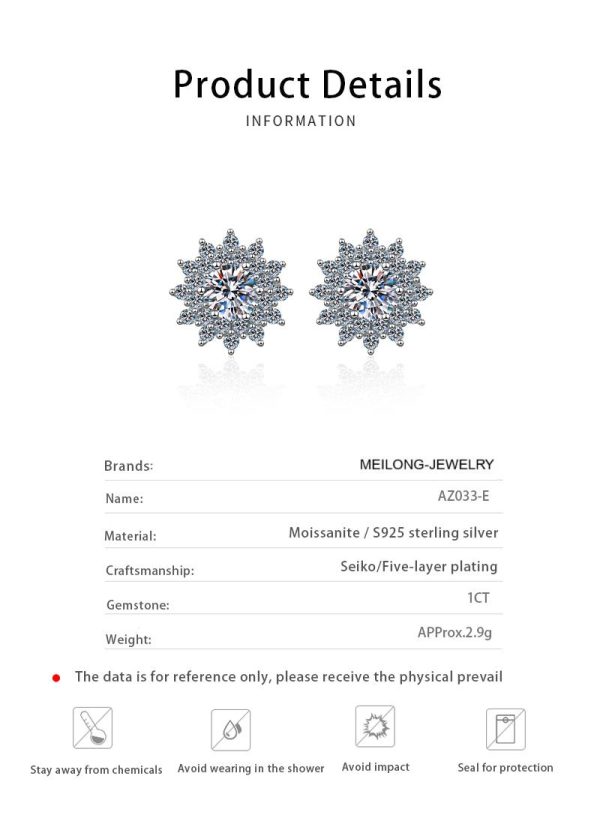 AZ033-E 925 Sterling Silver Earrings 1 Carat Moissanite Diamond Wrapped, Customizable Stars, Hand Picked Design - Image 6