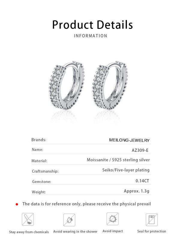 AZ309-E S925 silver earrings for women D color moissanite earrings simulated diamond ear hooks small fresh ear jewelry - Image 6