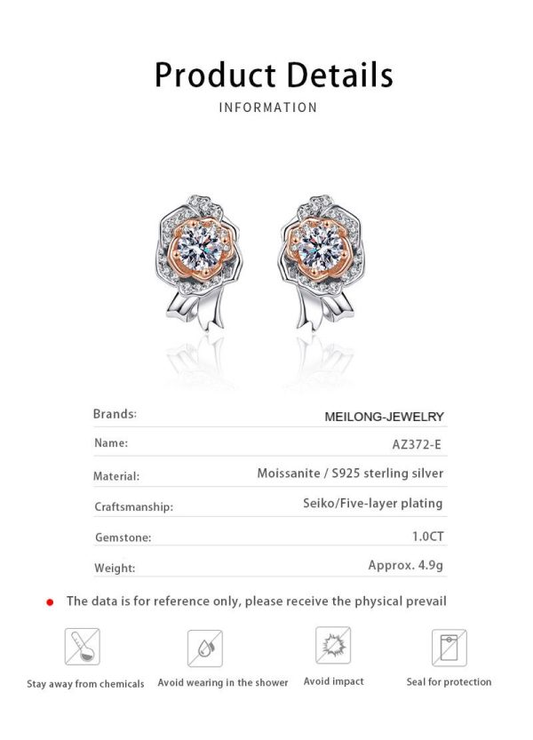 AZ372-E Wedding Party Daughter Fine Jewelry PT950 Platinum Stud Earrings for Women Moissanite Diamond 0.5/1ct Flower Girl Birthday Gift - Image 6