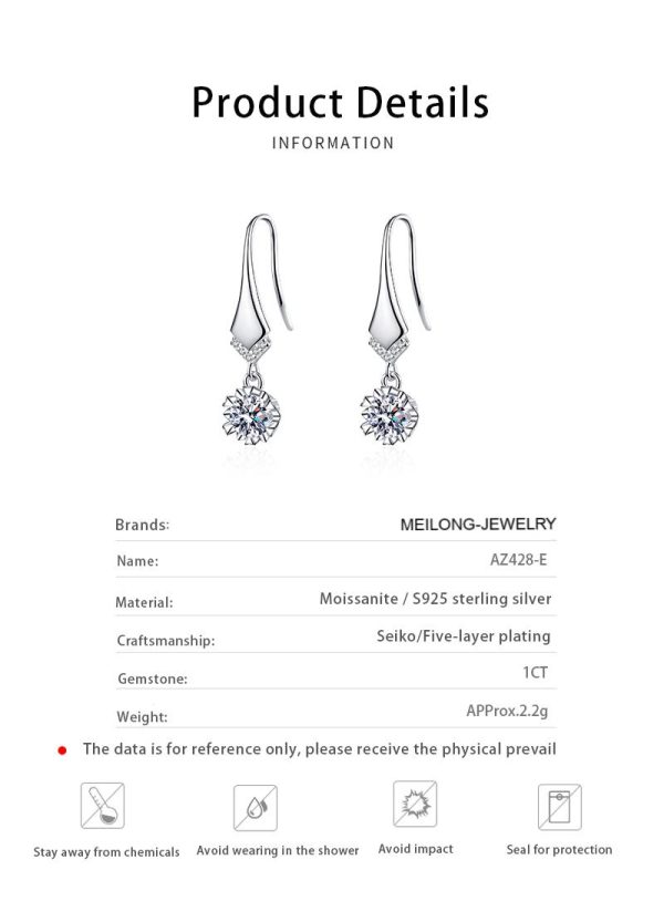 AZ428-E 925 silver moissanite earrings fashionable flower style shining gorgeous jewelry gift suitable for wedding mother's day - Image 6