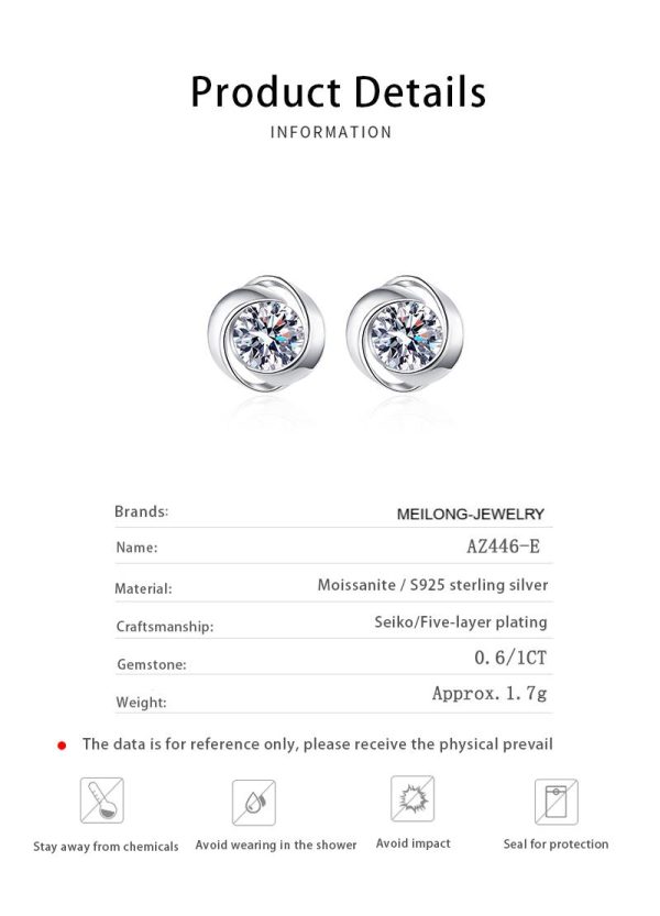 AZ446-E 18K gold women's whirlwind earrings 30 minutes and 50 minutes with moissanite earrings, high-end plated PT950 platinum - Image 6