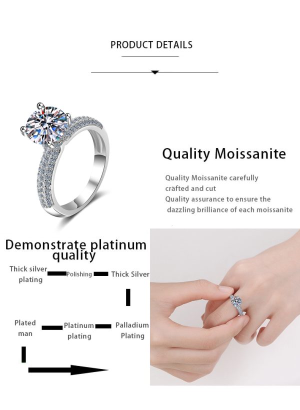 AZ002-J Classic Engagement Ring 18K White Gold VVS1 D Color 2 carat Moissanite Diamond Brilliant Originales Certificados for Women gift - Image 6
