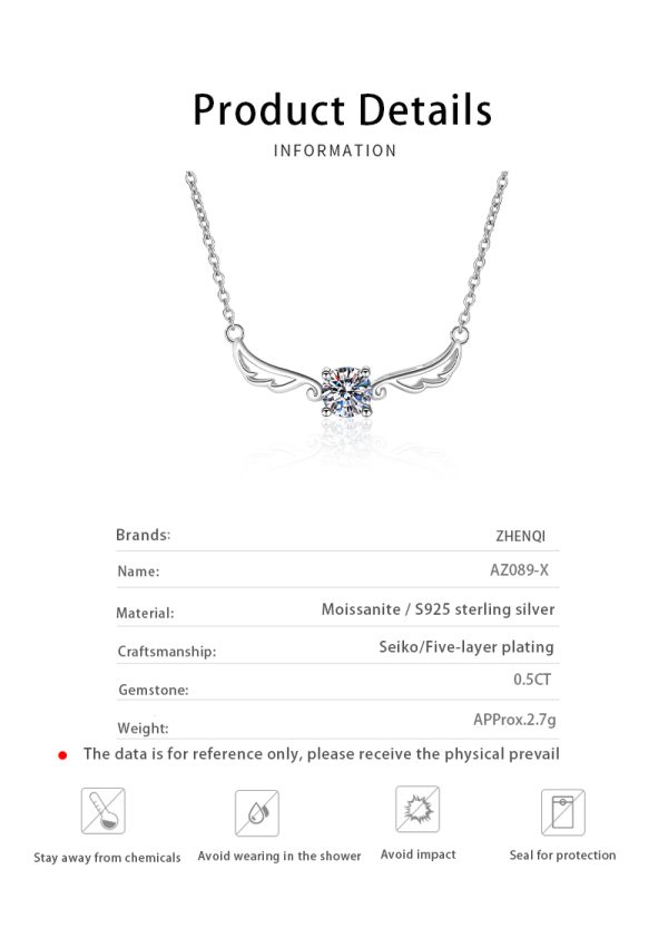 AZ089-X 18K White Gold Platinum PT950 0.5ct Moissanite Pendant Necklaces for Women Jewelry Custom Engraving Option - Image 6