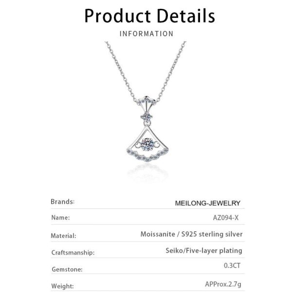 AZ094-X 0.3ct Premium Moissanite Necklace S925 Sterling Silver Petal Pendant Lock Bone Jewelry Women's Luxury Niche GBA Free Gift Box - Image 6