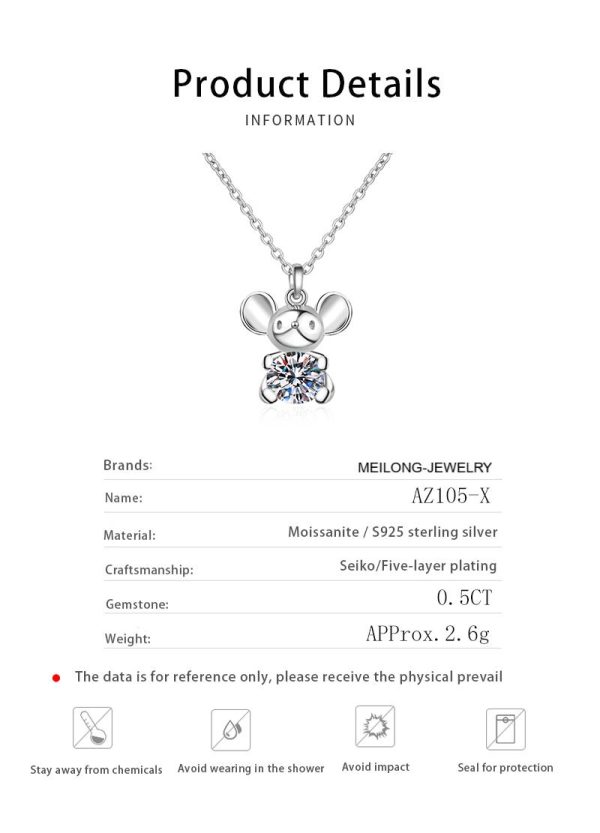 AZ105-X Platinum PT950 18K White Gold 0.5ct Moissanite Luxury Necklace Pendant for Women Jewelry Dainty Everyday Wear - Image 6
