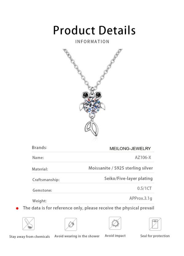 AZ106-X Luxury Platinum Pt950 cute fish Pendant for Women designer Moissanite Diamond Necklace birthday party Fine Jewelry girls Gift - Image 6