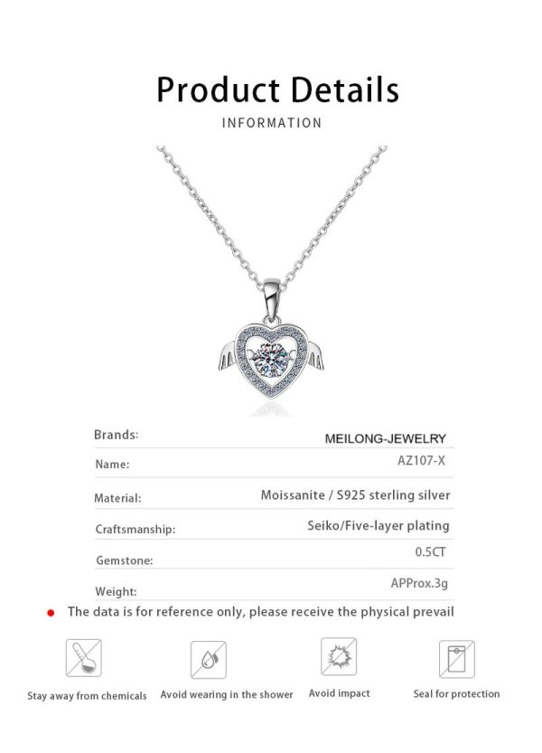 AZ107-X Fashion luxury Trend Classic 0.5ct Advertising Nimble Angle Heart Necklace For Women 925 Silver Party Charm Jewelry - Image 6