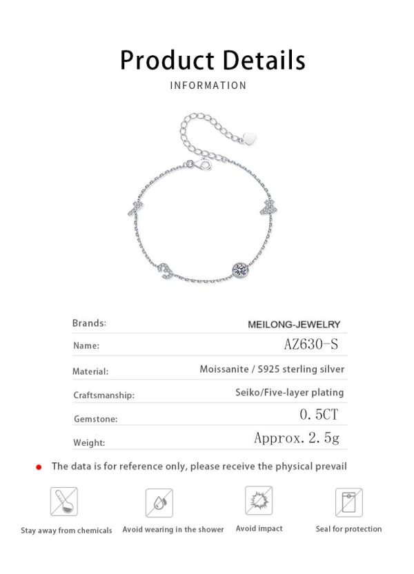 AZ630-S Fashion Fine Luxury Classic 0.5ct Moissanite Letter Number 30 Bracelets For Women s925 Silver Wedding Jewelry Gfit - Image 6