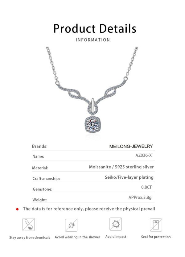 AZ036-X Butterflykiss 0.8 Carat Moissanite Necklace For Women Sparkling Diamond Pendant Solid Silver 925 Jewellery Luxury Party Jewelry - Image 6