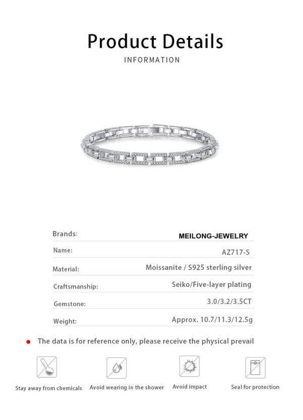 AZ717-S 3.5ct GBA Certified S925 Pure Silver Plated PT950 Gold Cluster Setting Moissanite Bracelet Luxury Premium Women Free Gift Box - Image 6