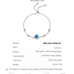 AZ922-S Luxury 1 Carat Blue Heart-shaped Moissanite Bracelet, Platinum PT950 Graceful Love Bangle Women's Accessory Wedding Jewelry Gift - Image 6