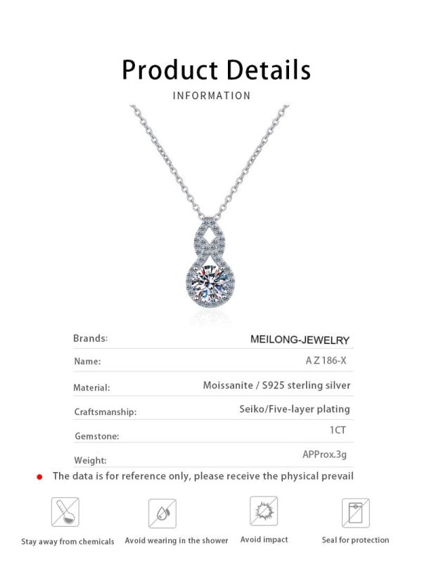 AZ186-X Platinum PT950 18K White Gold 1ct Moissanite Necklaces Pendant for Women Luxury Gift Packaging Jewelry - Image 6