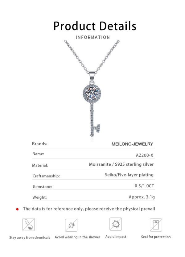 AZ200-X Luxury 18K White Gold & Platinum PT950 0.5ct/1ct Moissanite Pendant Necklaces for Women Timeless Solitaire Fine Jewelry - Image 7