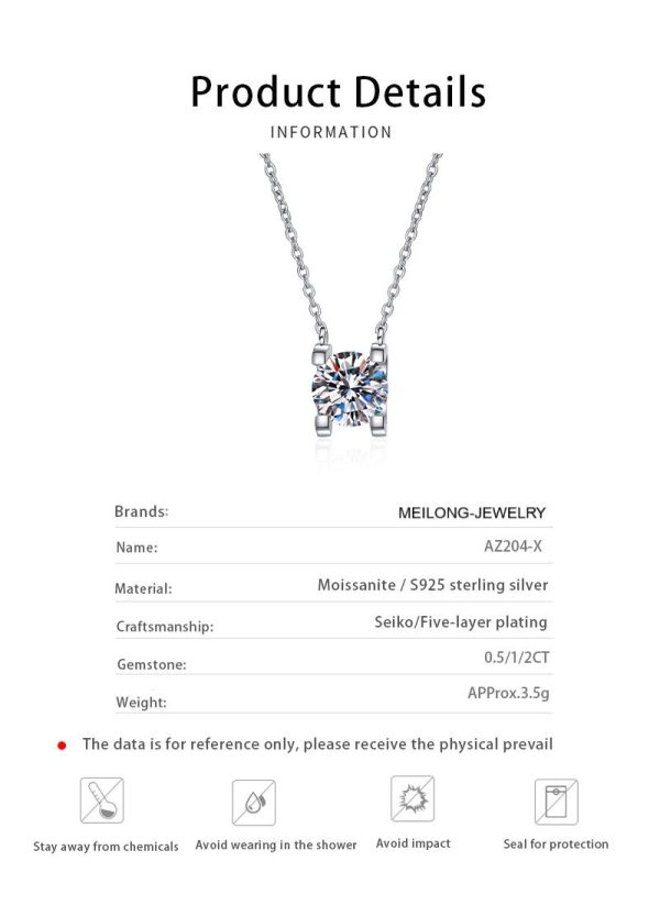 AZ204-X Luxury GRA 0.5/1/2CT D Color Shiny Moissanite Diamond Pendant Chain for Women PT950 Platinum Necklace Engagement Fine Jewelry - Image 6