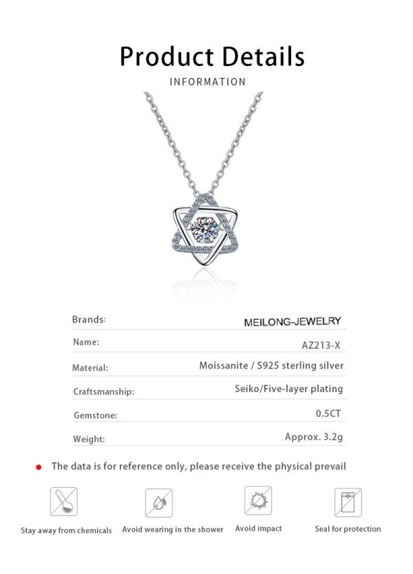 AZ213-X 14K White Gold Real GRA Moissanite Necklace For Women 925 Sterling Silver 0.5ct Lab Diamond Necklace Fine Jewelry - Image 6
