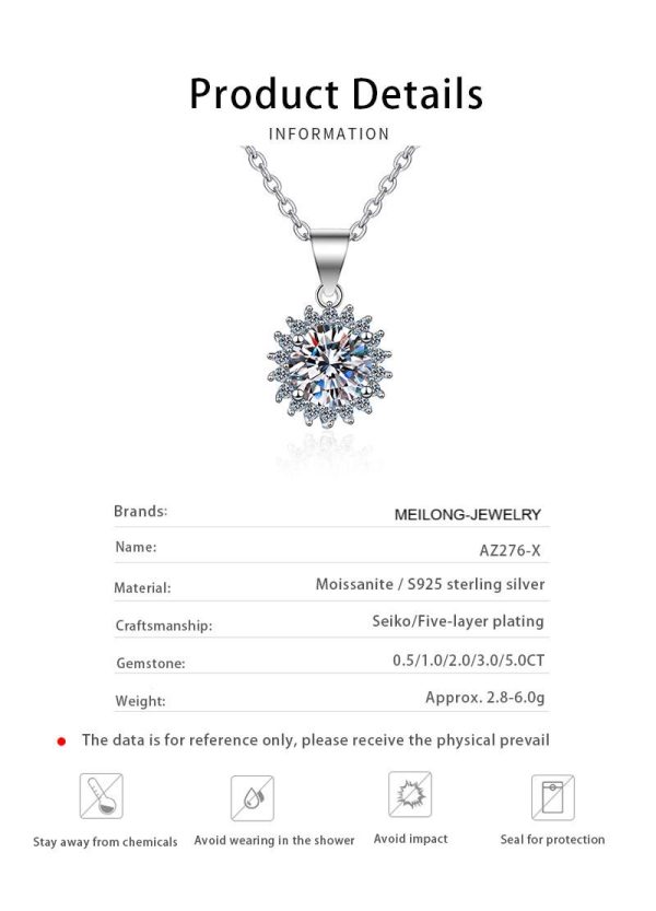AZ276-X Designer Necklace for Women of PT950 Platinum with 0.5/1/2/3/5Ct Moissanite Diamond Shiny Pendant Fine Jewelry girl Gift daily - Image 6