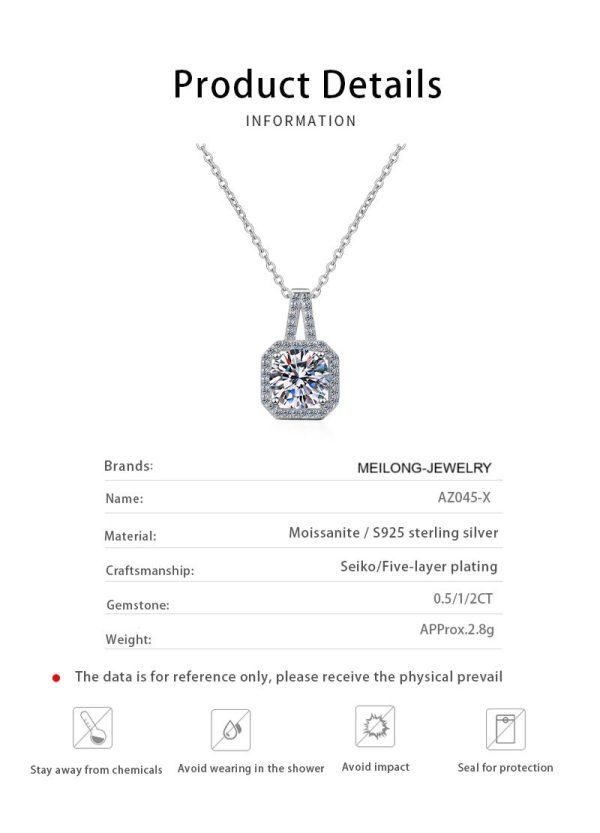 AZ045-X 2 Carat D Moissanite Drop Necklaces 18k Gold Plated Diamond Pendant Original Real 925 Silver Chain Fine Jewelry for Women - Image 6