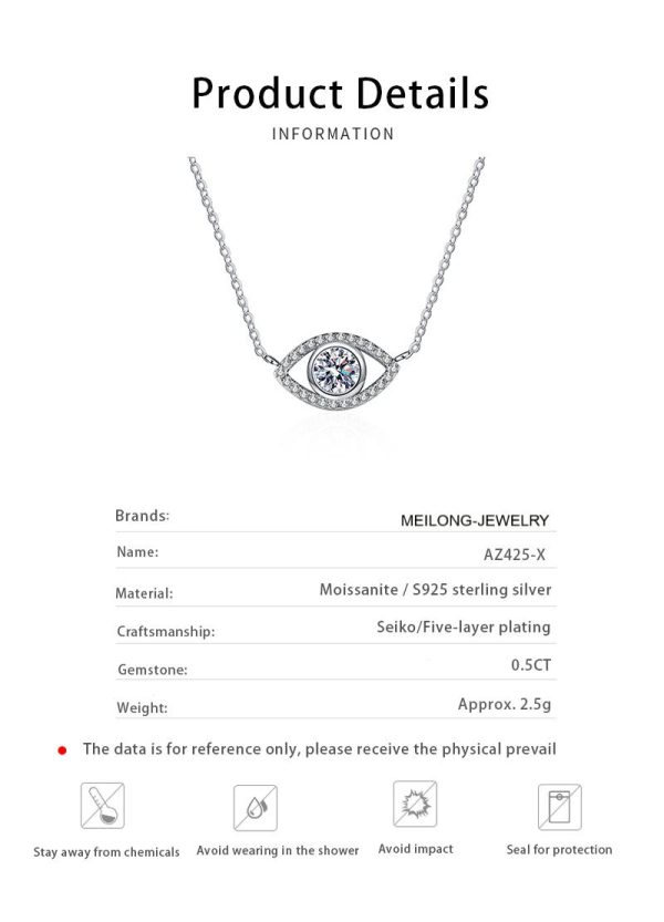 AZ425-X  5mm D Color Moissanite Necklace Lab Diamond GRA Certified Fine Jewelry 925 Sterling Silver Necklaces Wedding for Women - Image 6