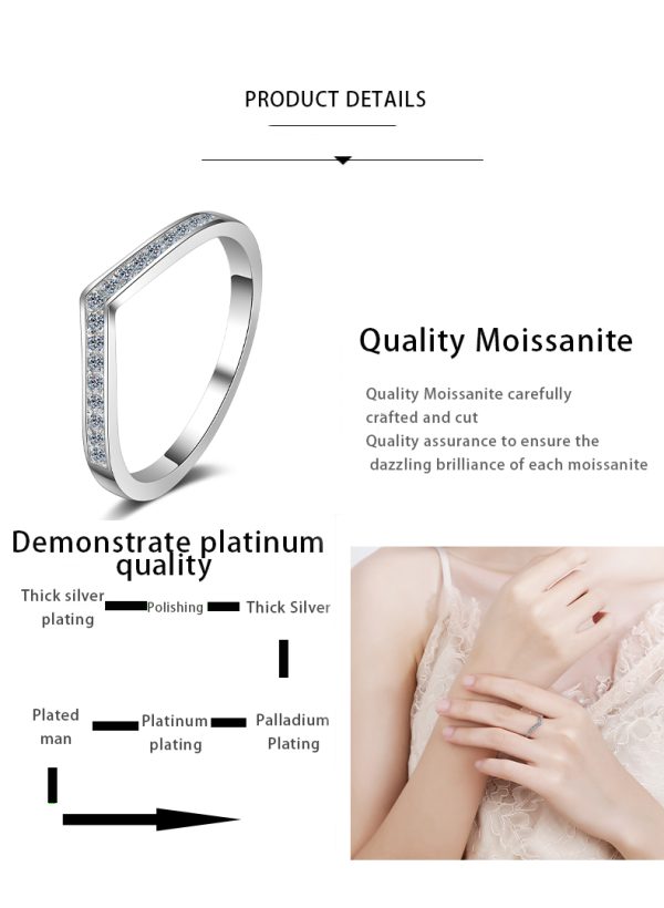 AZ065-J  Classic 0.14CT D Color VVS1 Real Moissanite Ring S925 Sterling Silver Eternity Engagement Rings Wedding Band for Women - Image 7