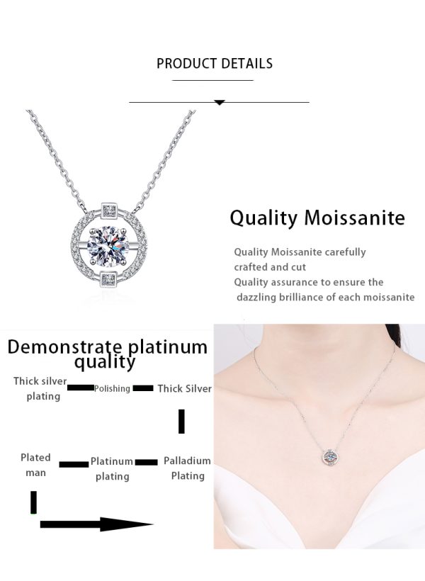 AZ443-X Designer Platinum Pt950 Necklace for Women Simple 1/2CT Moissanite Diamond Luxury Pendant Brilliant Birthday Gift Fine Jewelry - Image 7