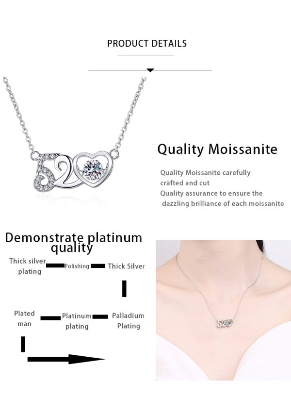 AZ445-X 18K White Gold Platinum PT950 0.5ct Moissanite Pendant Necklaces for Women Signature Twisted Chain Fine Jewelry - Image 7