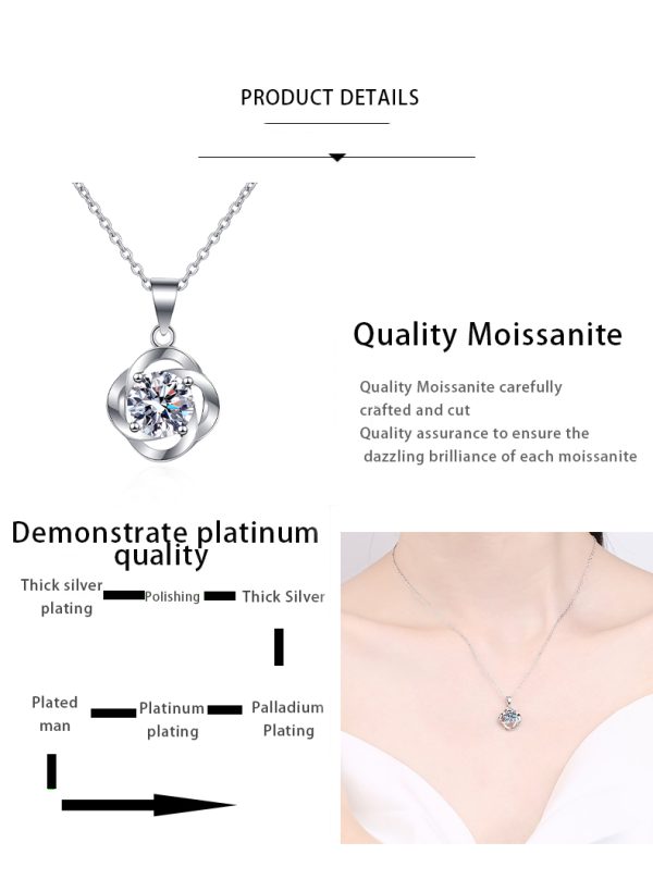AZ460-X 18K White Gold Platinum PT950 1ct Moissanite Pendants Necklace for Women Jewelry Lightweight Everyday Pendant - Image 7