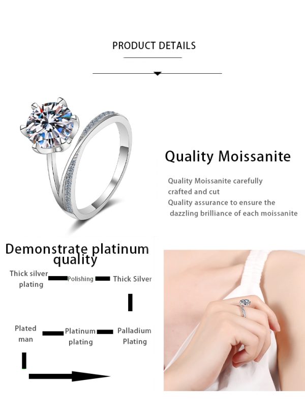 AZ109-J  Original 3CT Shiny Moissanite Diamond Round Rings for Women Real 925 Sterling Silver Wedding Luxury Elegant Fine Jewelry - Image 7