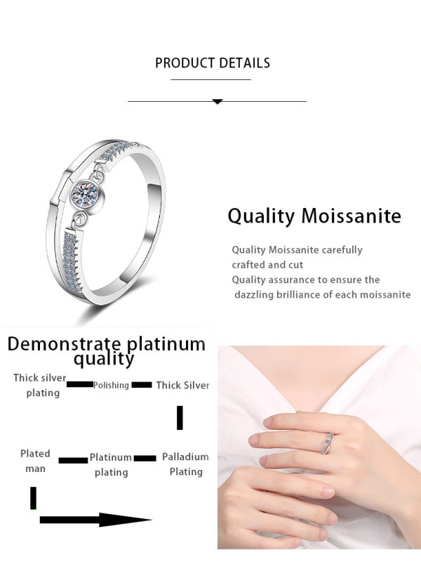 AZ133-J 0.1CT Moissanite Ring Moissanite Diamond Halo Engagement Ring 925 Sterling Silver Promise Wedding Band For Women - Image 7
