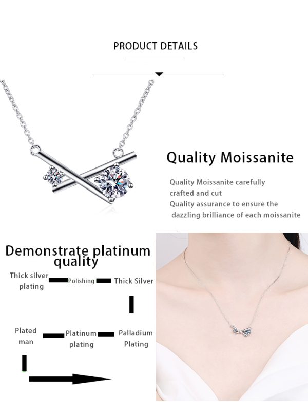 AZ466-X Fashion Luxury Trendy Classic Fresh Moissanite Simple Cross Necklace For Women Girl 925 Silver Party Charm Jewelry - Image 7