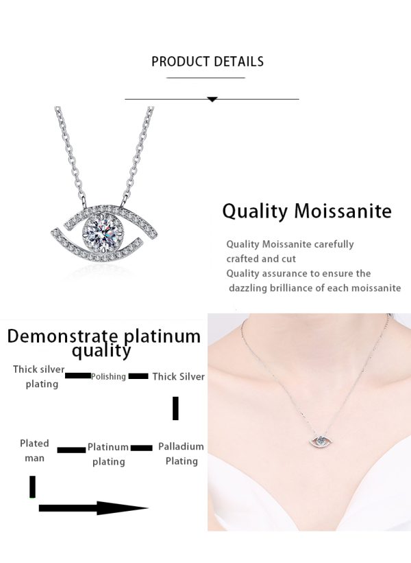 AZ469-X MoisaLuxe Official Store GRA Moissanite Sterling 925 Silver Pendant Necklace Clavicle Chain Evil's Eye Demon Jewelry Gift - Image 7