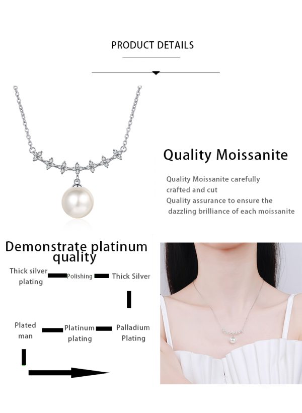 AZ474-X S925 Pure Silver Pearl Necklace Pendant Collarbone Chain Accessory - Image 7
