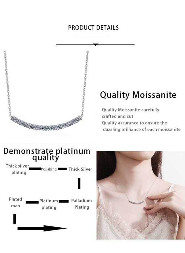 AZ055-X Flawless 18K White Gold Chain Wedding Fine Jewelry Certified Moissanite Diamond Simple Smile Necklace for Women Birthday Gift - Image 7