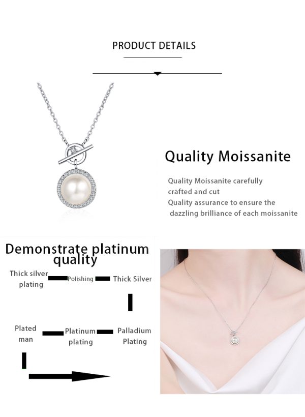 AZ502-X S925 Sterling Silver Chain 9mm Flawless Pearl Moissanite Necklace for Women - Image 7