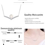 AZ503-X Designer V Shaped PT950 Platinum Women's Necklace Moissanite Diamond Flawless Natural Freshwater Pearl Pendant for Birthday Gift - Image 7