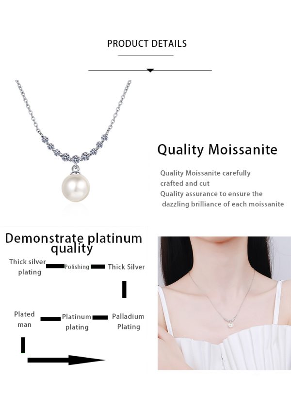 AZ519-X The same 925 sterling silver women diamond pearl necklace moissanite engagement simple necklace manufacturers customized - Image 7