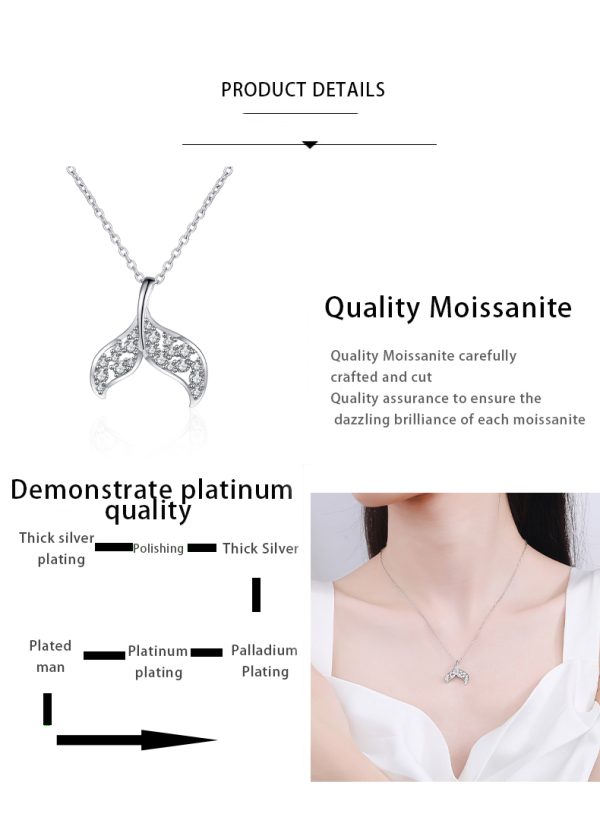 AZ551-X Nabest Elegant Women 925 Sterling Silver VVS Moissanite Necklaces Promise Bride Fish Tail Mermaid Pendant Chokers Jewelry - Image 6