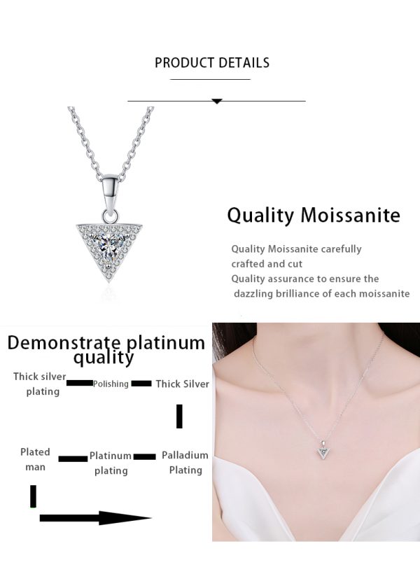 AZ651-X MoisaLuxe Official Store Moissanite Plata Sterling 925 Silver ITriangular Inlaid Moissanite Pendant Necklace For Women Jewelry - Image 7