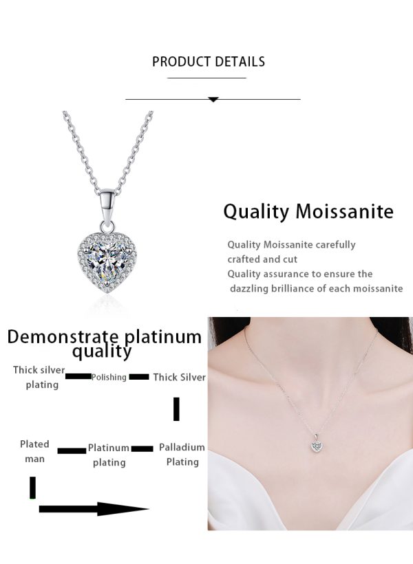 AZ652-X Lovers Heart 3ct Simulated Diamond Pendant Real 925 Sterling Silver Charm Party Wedding Pendants Necklace For Women Jewelry - Image 7