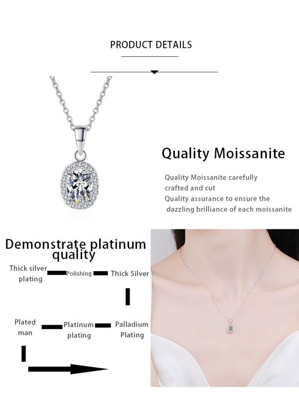 az653-x 18K White Gold Platinum PT950 1ct Moissanite Pendant for Women Fine Jewelry Art Deco Design - Image 6