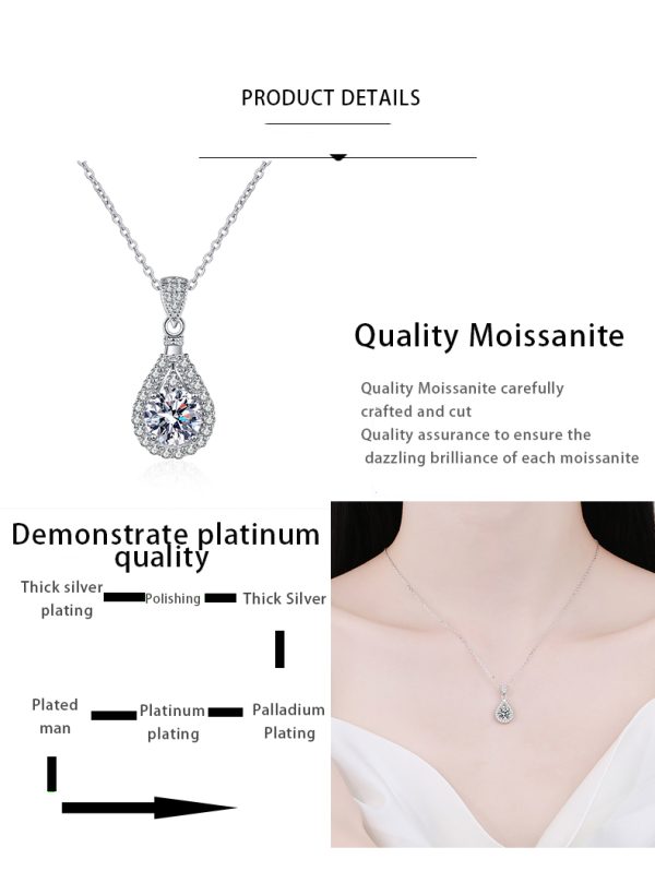AZ669-X Fashion Trendy Luxury Classic Moissanite Diamond-set Waterdrop Necklace Women 925 Silver Party Charms Jewelry Gift - Image 7