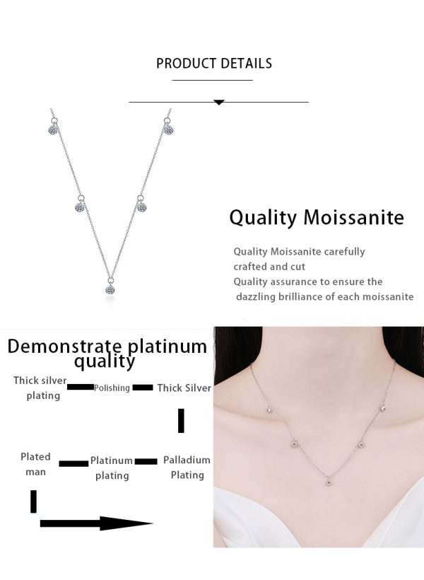 AZ690-X  Moissanite Necklaces for Women 0.5ct Round Lab Diamond GRA s925 Sterling Silver 18k Dainty Daily Necklace Jewelry Gift - Image 7
