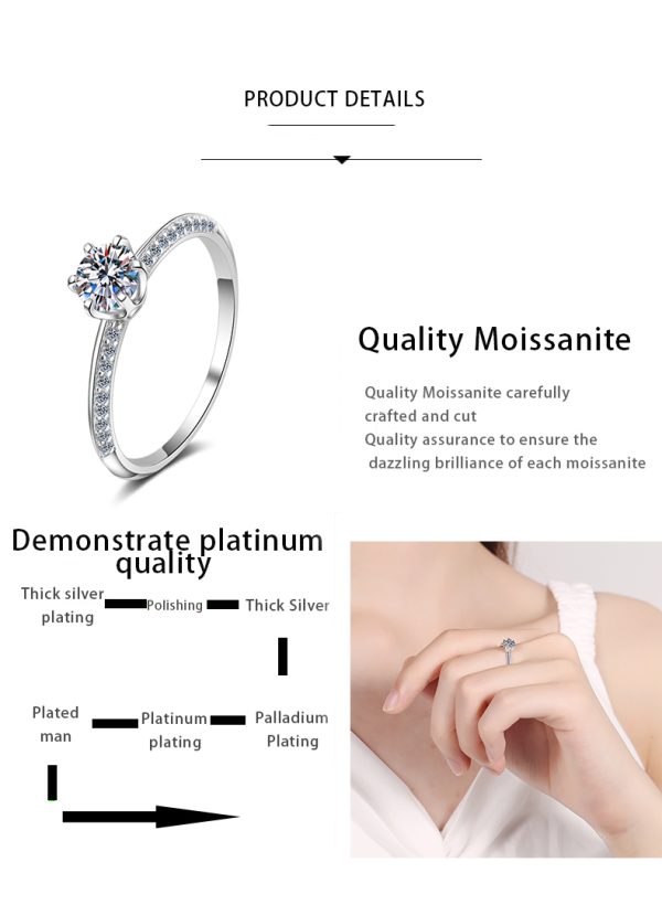 AZ135-J Jewelry Girlfriend 18K White Gold Arrogant Perfect Cut VVS1 D Color 0.5CT Moissanite Diamond Brilliant Gift for Women - Image 7