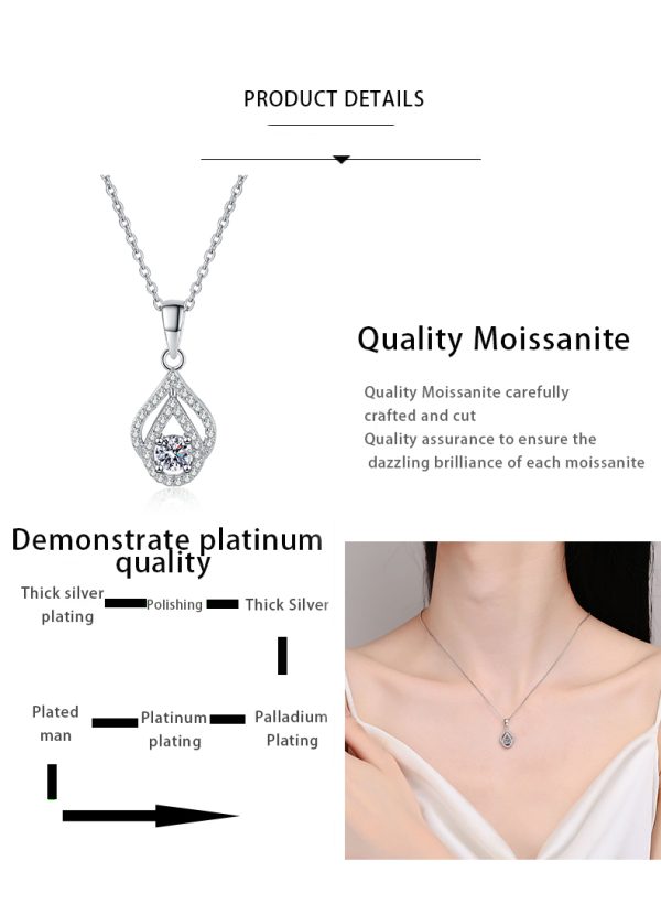 AZ716-X Fashion Trendy Luxury Classic Moissanite Hollow Waterdrop Necklaces For Women 925 Silver Party Charms Jewelry Gift - Image 7
