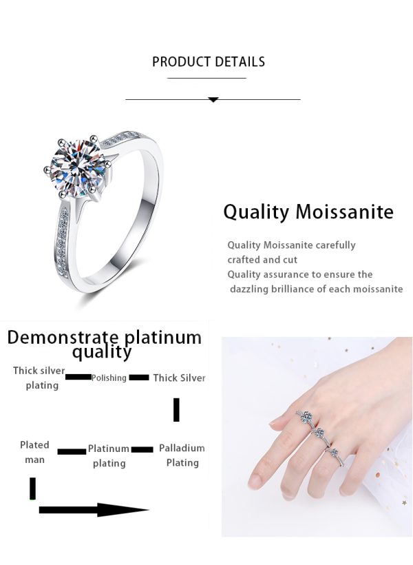 AZ150-J 2024 New Snake Ring Women's Zirconia Open Top Six-Pronged 1~2Carat Ring Fashionable Jewelry Accessory - Image 7