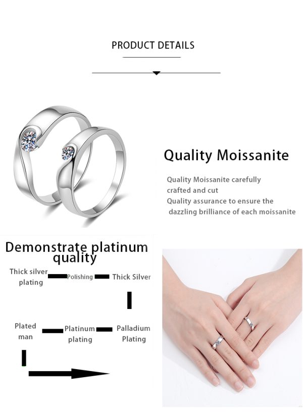 AZ161-J 925 Sterling Silver Ring Heart Open adjustable Engagement For Women Wedding Fashion Jewelry Party Gifts - Image 7